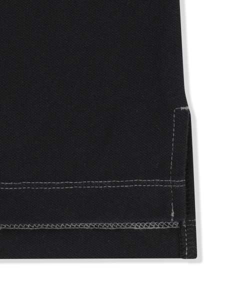 REVEAL STRIPE LOGO COLLAR TOP FOR MEN IN BLACK