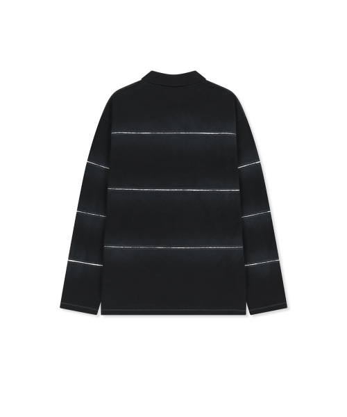 REVEAL STRIPE LOGO COLLAR TOP FOR MEN IN BLACK