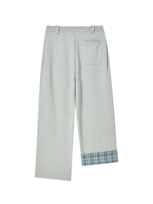 CHECK ROLL UP SWEATPANTS GREY