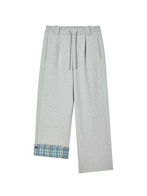 CHECK ROLL UP SWEATPANTS GREY