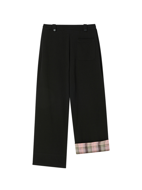 CHECK ROLL UP SWEATPANTS BLACK