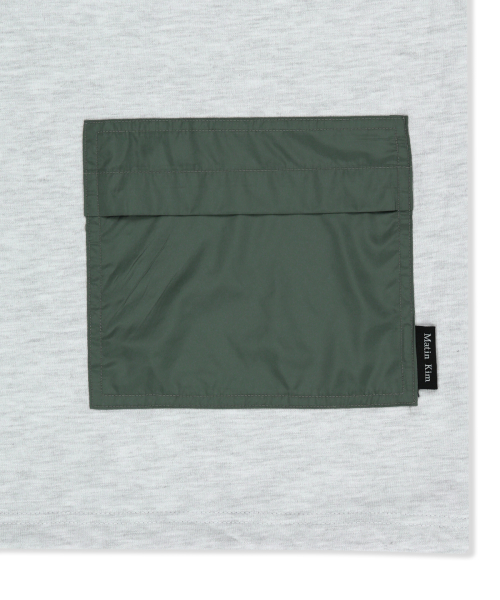 COLOR BLOCK HOODY QUARTER ZIP UP IN LIGHT GREY