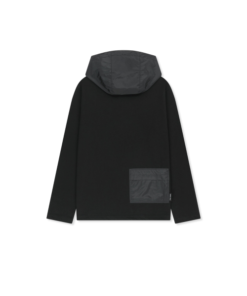 COLOR BLOCK HOODY QUARTER ZIP UP IN BLACK