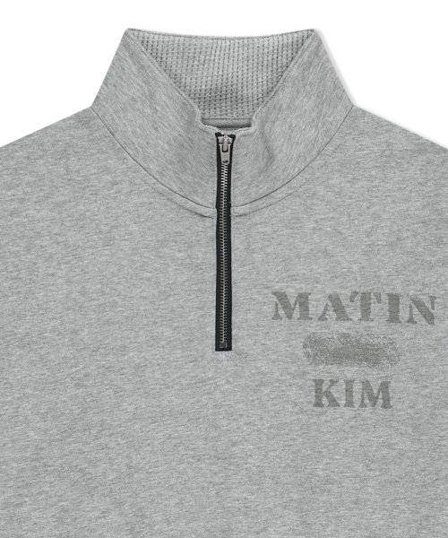 MATIN LOGO QUARTER ZIP UP IN GREY