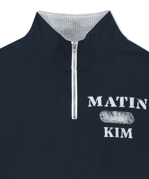 MATIN LOGO QUARTER ZIP UP IN NAVY