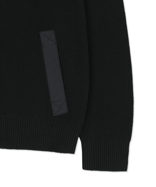 PATCH DETAIL KNIT ZIP UP FOR MEN IN BLACK