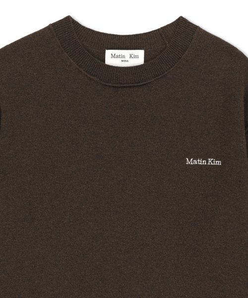 CASHMERE BLENDED PANEL KNIT PULLOVER IN BROWN