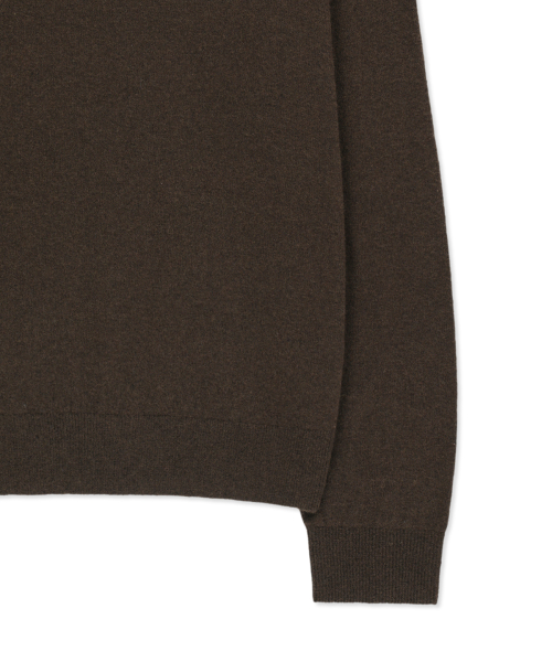 CASHMERE BLENDED PANEL KNIT PULLOVER IN BROWN