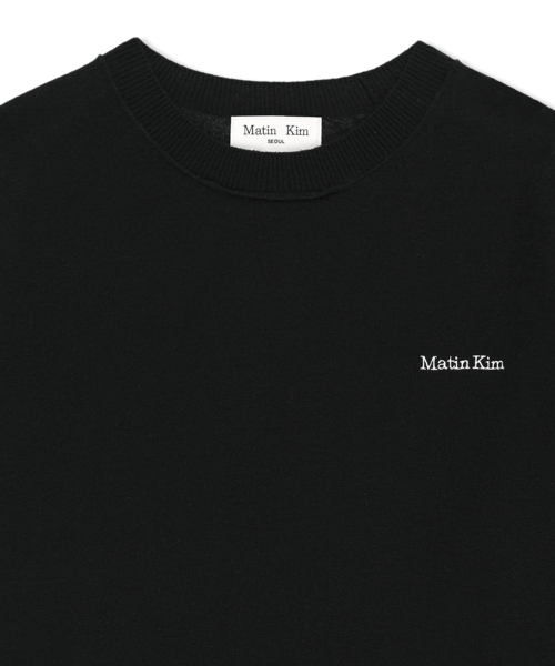 CASHMERE BLENDED PANEL KNIT PULLOVER IN BLACK