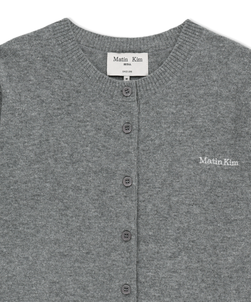 CASHMERE BLENDED CUTLINE ROUND CARDIGAN IN GREY