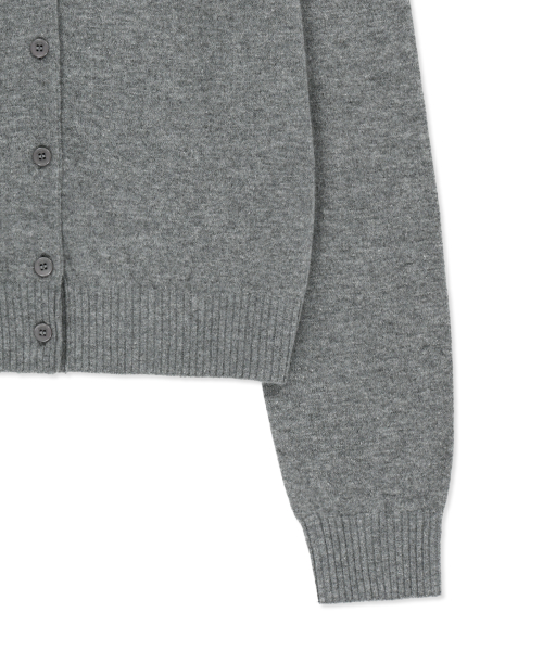 CASHMERE BLENDED CUTLINE ROUND CARDIGAN IN GREY