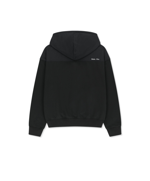 COLOR BLOCK HOODY ZIP UP IN CHARCOAL