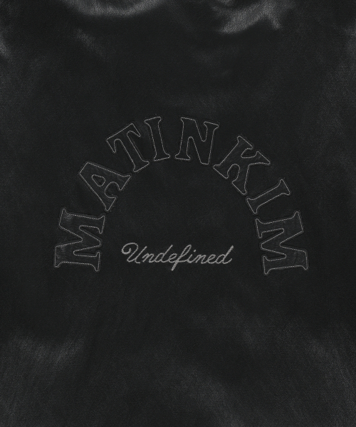 FAUX LEATHER APPLIQUE LOGO HOODY JUMPER IN BLACK