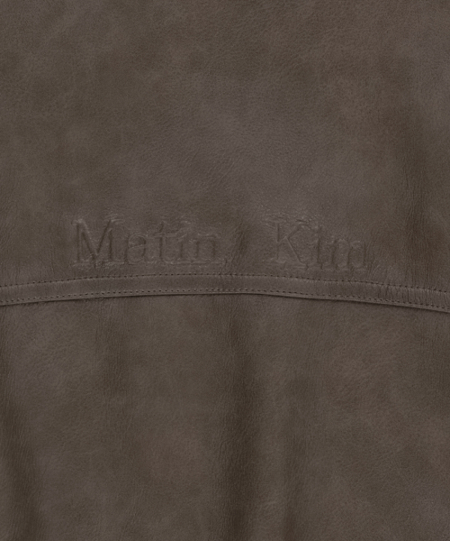 FAUX LEATHER RIB COLLAR BLOUSON FOR MEN IN BROWN