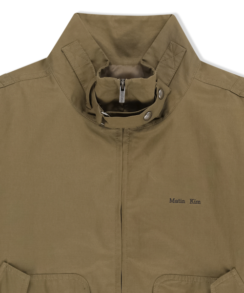 BUCKLE HIGH NECK UTILITY JUMPER IN KHAKI