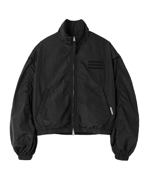 SHIRRING OVER NYLON JACKET BLACK