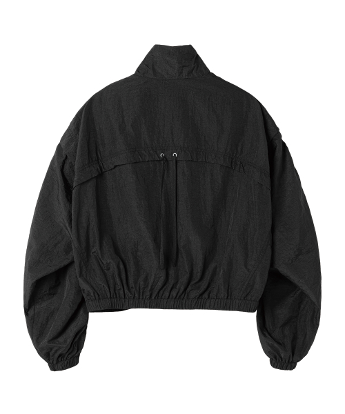SHIRRING OVER NYLON JACKET BLACK