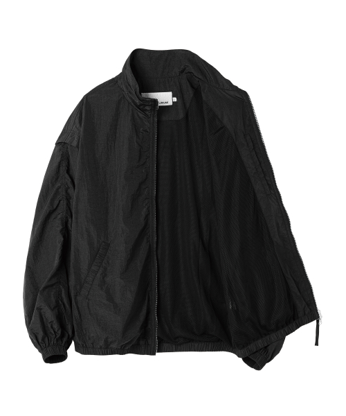 SHIRRING OVER NYLON JACKET BLACK