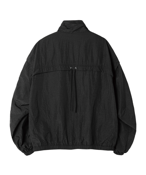 SHIRRING OVER NYLON JACKET BLACK