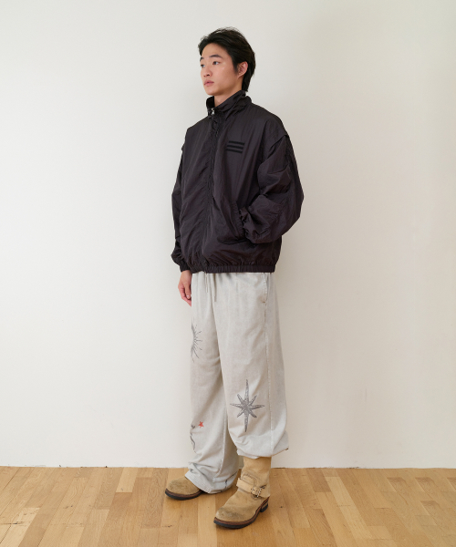 SHIRRING OVER NYLON JACKET BLACK