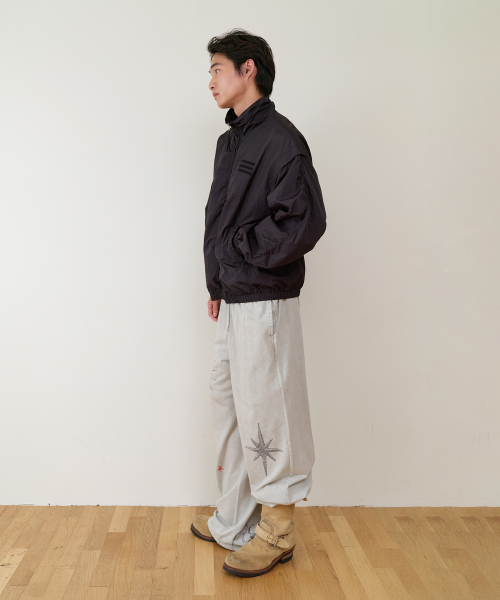 SHIRRING OVER NYLON JACKET BLACK