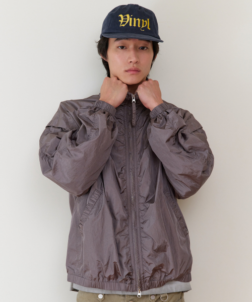 SHIRRING OVER NYLON JACKET PURPLE