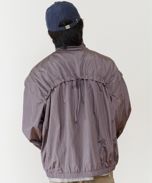 SHIRRING OVER NYLON JACKET PURPLE