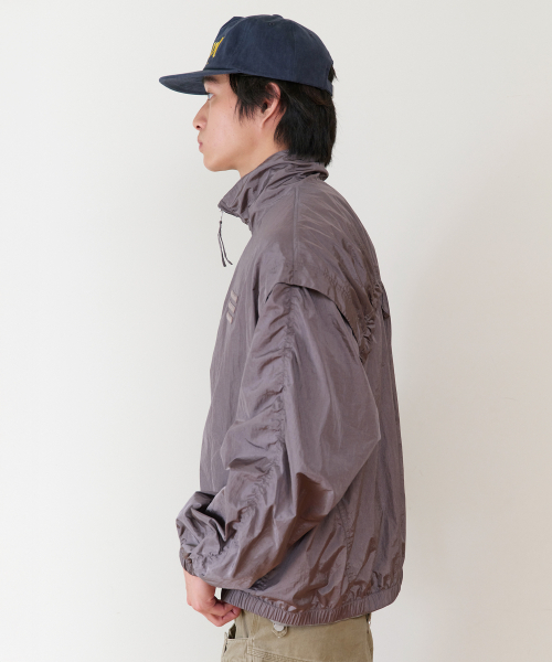 SHIRRING OVER NYLON JACKET PURPLE