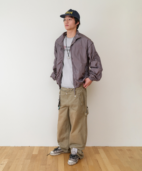 SHIRRING OVER NYLON JACKET PURPLE