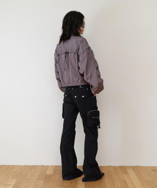SHIRRING OVER NYLON JACKET PURPLE