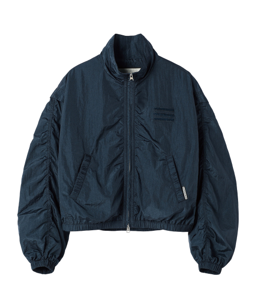 SHIRRING OVER NYLON JACKET NAVY
