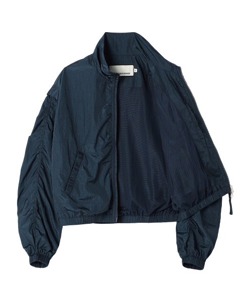 SHIRRING OVER NYLON JACKET NAVY