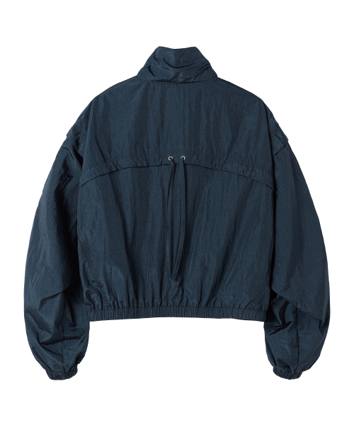 SHIRRING OVER NYLON JACKET NAVY