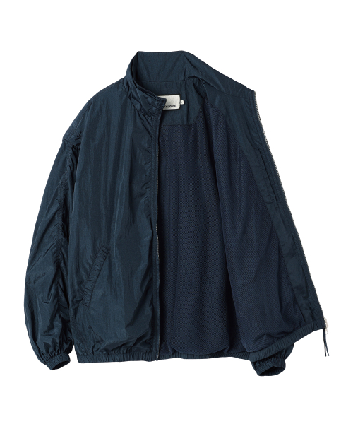 SHIRRING OVER NYLON JACKET NAVY