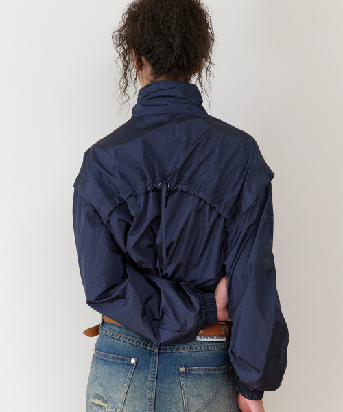 SHIRRING OVER NYLON JACKET NAVY