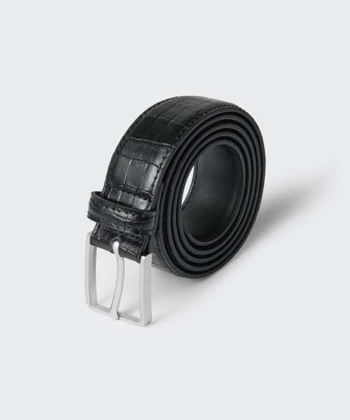 크로코 패턴 레더 벨트_30mm