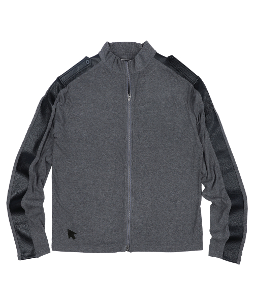 GT189 스타 트레일 아플리케 PU레더 믹스 피티드 롱슬리브 집업 (CHARCOAL GRAY)