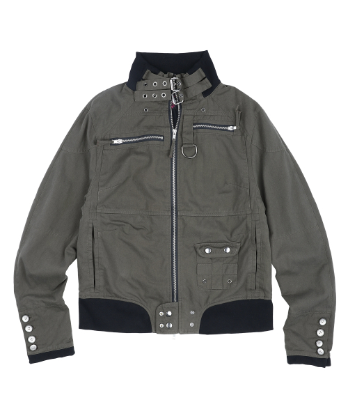 GJ118 캐시 Y2K 테크니컬 빈티지 립 크롭 자켓 (CHARCOAL GRAY)