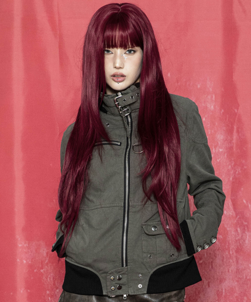 GJ118 캐시 Y2K 테크니컬 빈티지 립 크롭 자켓 (CHARCOAL GRAY)