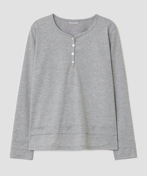 Piping Henley Top [Gray]