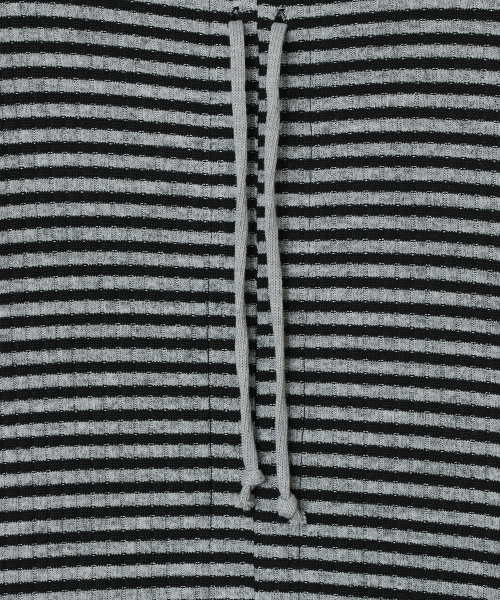 Stripe Shirred Hoodie [Black]