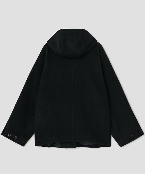 Hooded Half Coat [Black]