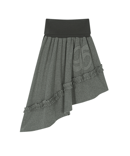 RUFFLE UNBALANCE SKIRT / GRAY