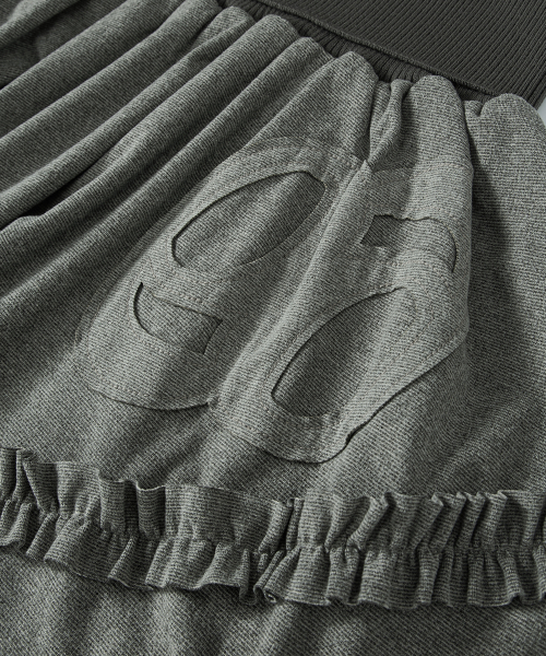 RUFFLE UNBALANCE SKIRT / GRAY