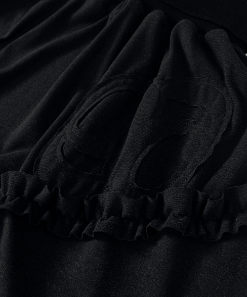 RUFFLE UNBALANCE SKIRT / BLACK