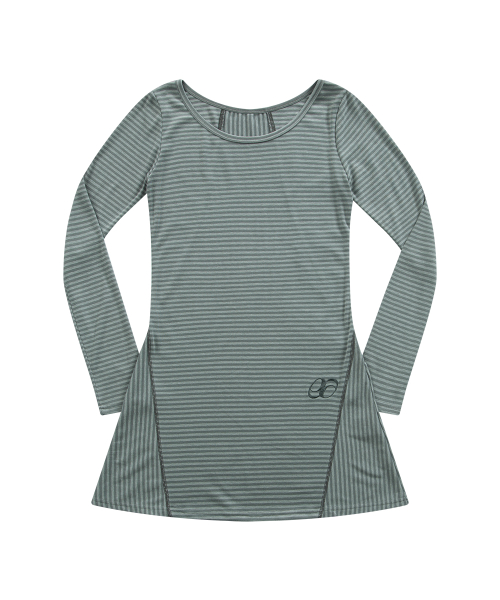 PANEL STRIPE LONG LINE SLEEVE / GRAY