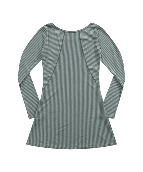 PANEL STRIPE LONG LINE SLEEVE / GRAY