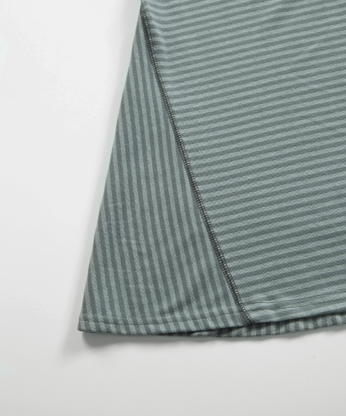 PANEL STRIPE LONG LINE SLEEVE / GRAY