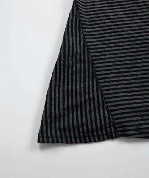 PANEL STRIPE LONG LINE SLEEVE / BLACK