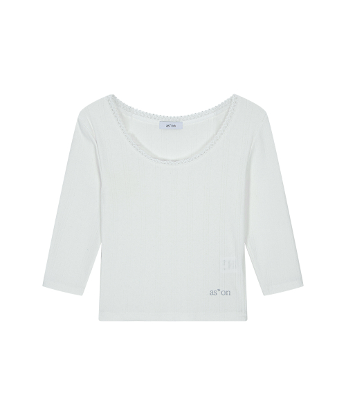POSY LACE TRIM TEE / WHITE